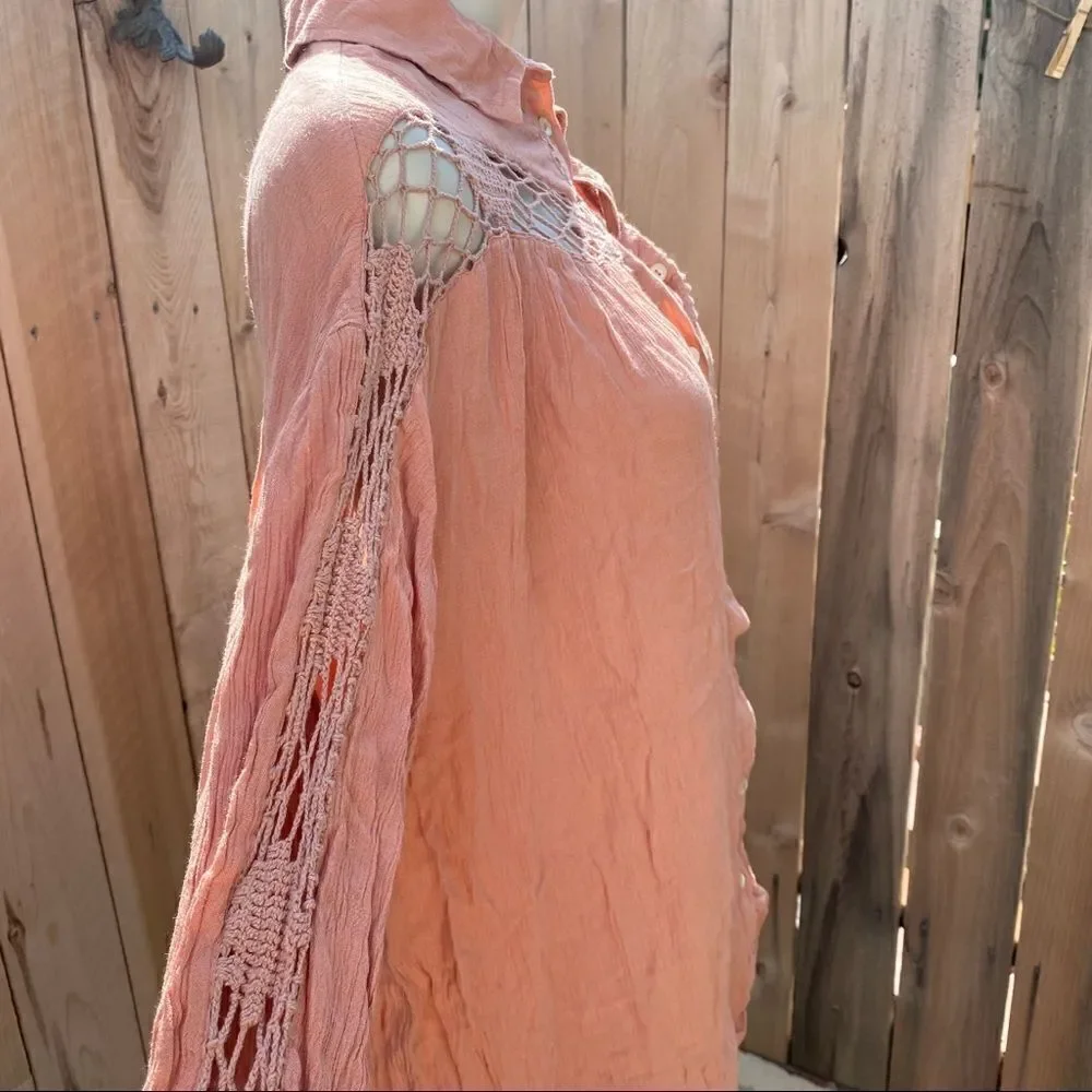 Free People Katie Bird Buttondown Blouse size medium
